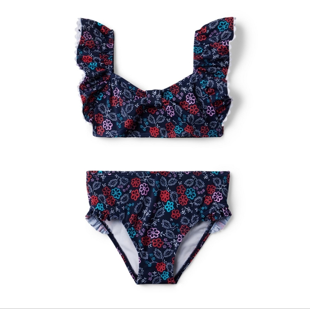Girls size 12,  2 piece floral ruffle swimsuit